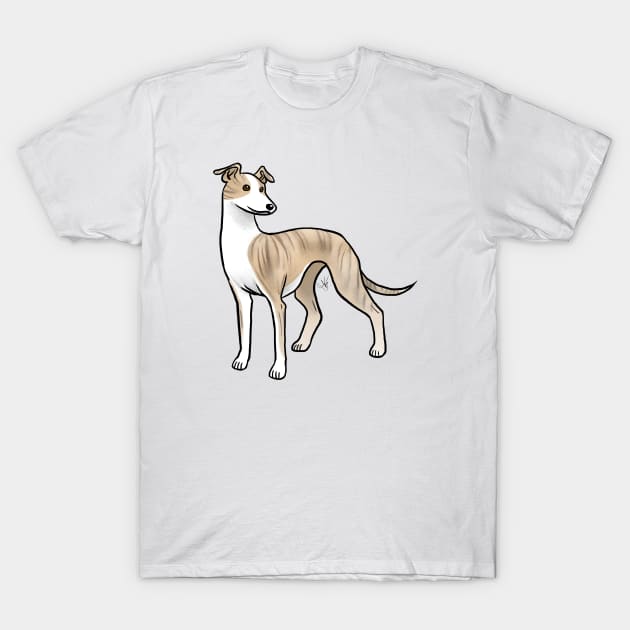 Dog - Whippet - Brindle and White T-Shirt by Jen's Dogs Custom Gifts and Designs